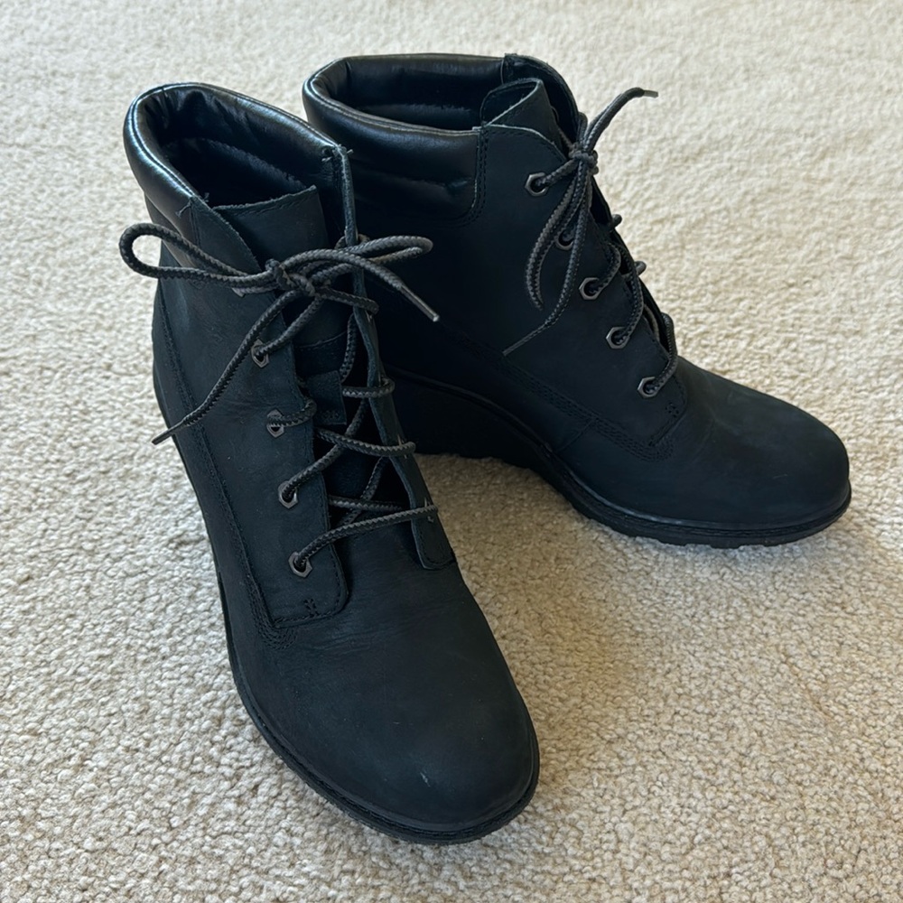 Timberland Black Heeled Booties